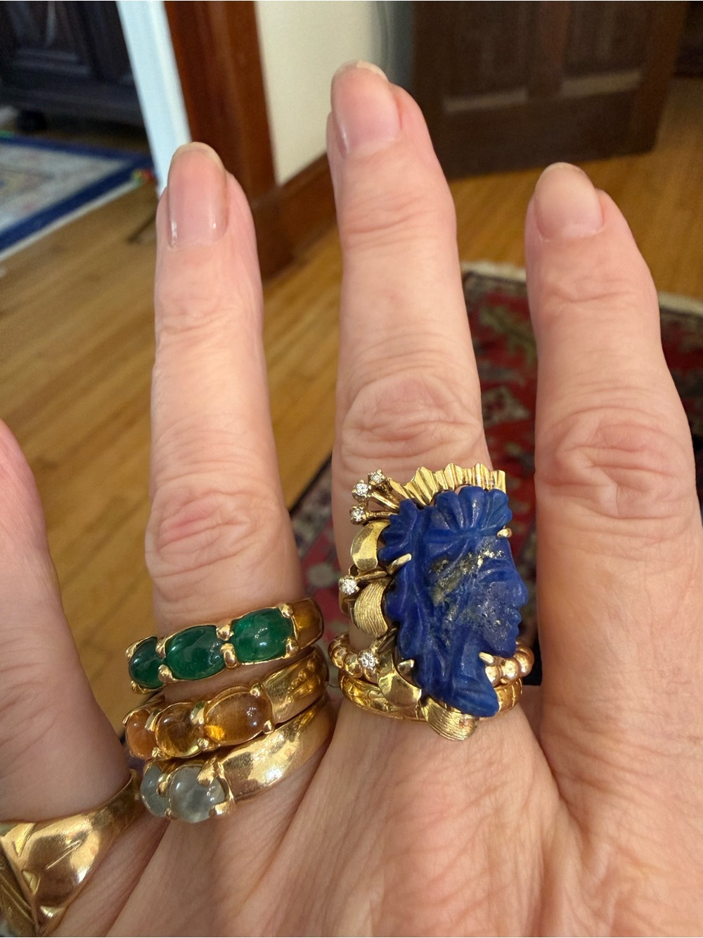 Vintage “Lady Liberty” Lapis Lazuli + Diamond 14k Ring 🇺🇸 - Picture 8 of 12